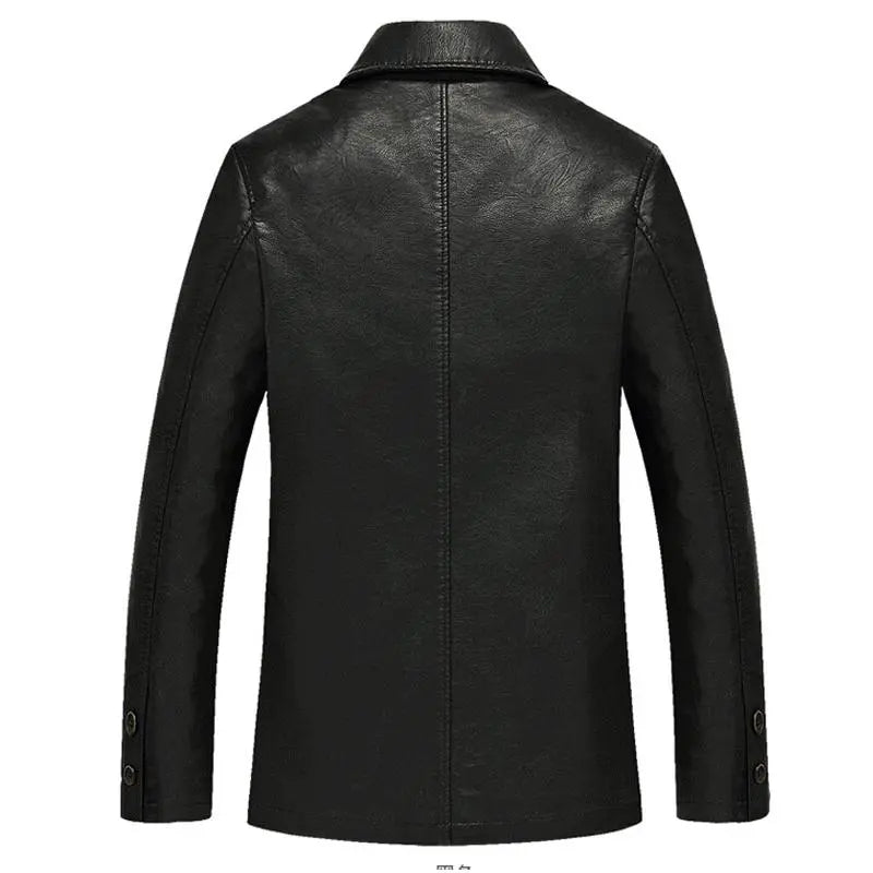 "Stylish Casual Leather Jacket for Men - Soft PU Leather Business Coats