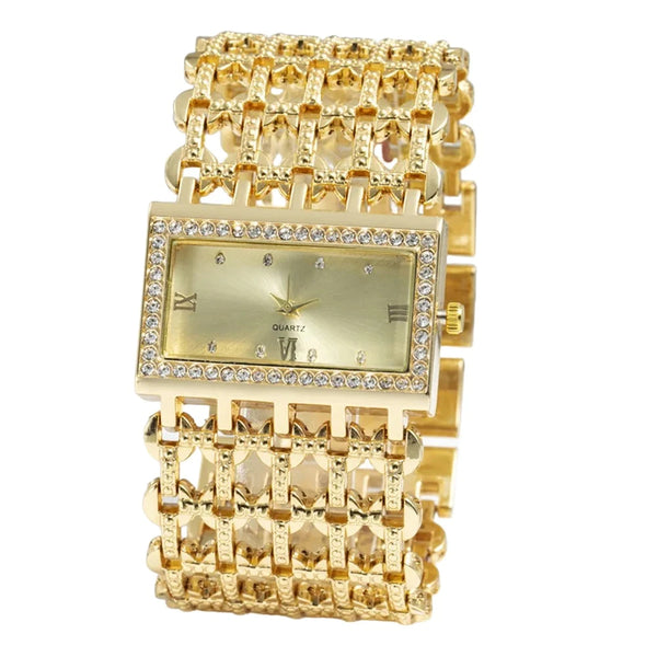 Women Watches Shining Dial Design Qualities Quartz Wristwatches Diamond Square