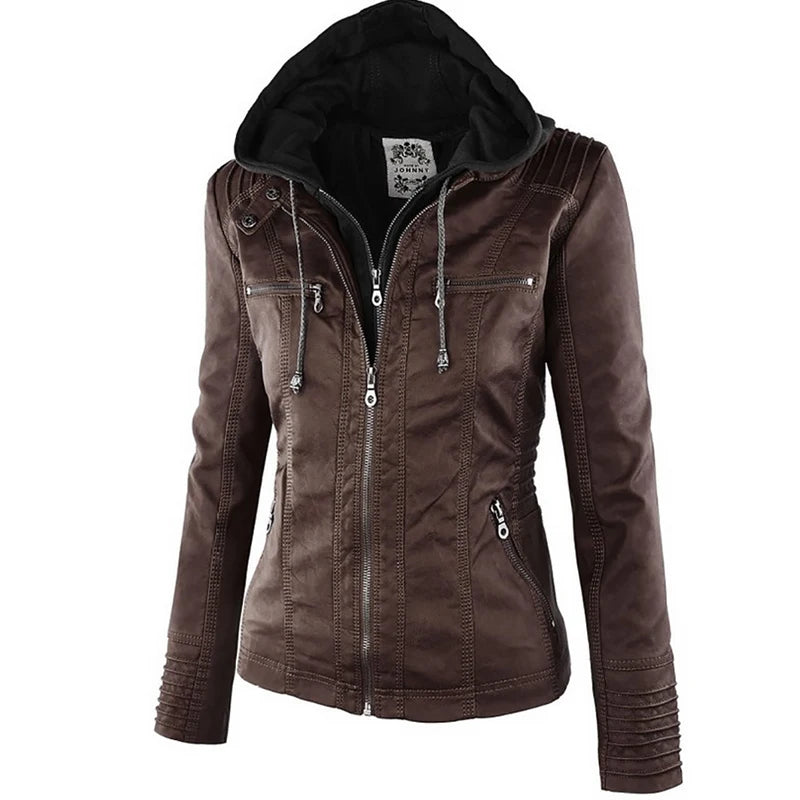Winter Faux Leather Jacket Women Casual Basic Coats Basic Jackets Waterproof