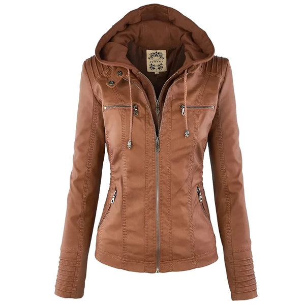 Winter Faux Leather Jacket Women Casual Basic Coats Basic Jackets Waterproof