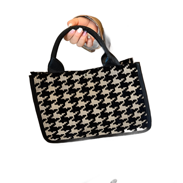 "Stylish Houndstooth Leisure Handbag - Perfect for Work and Outings"